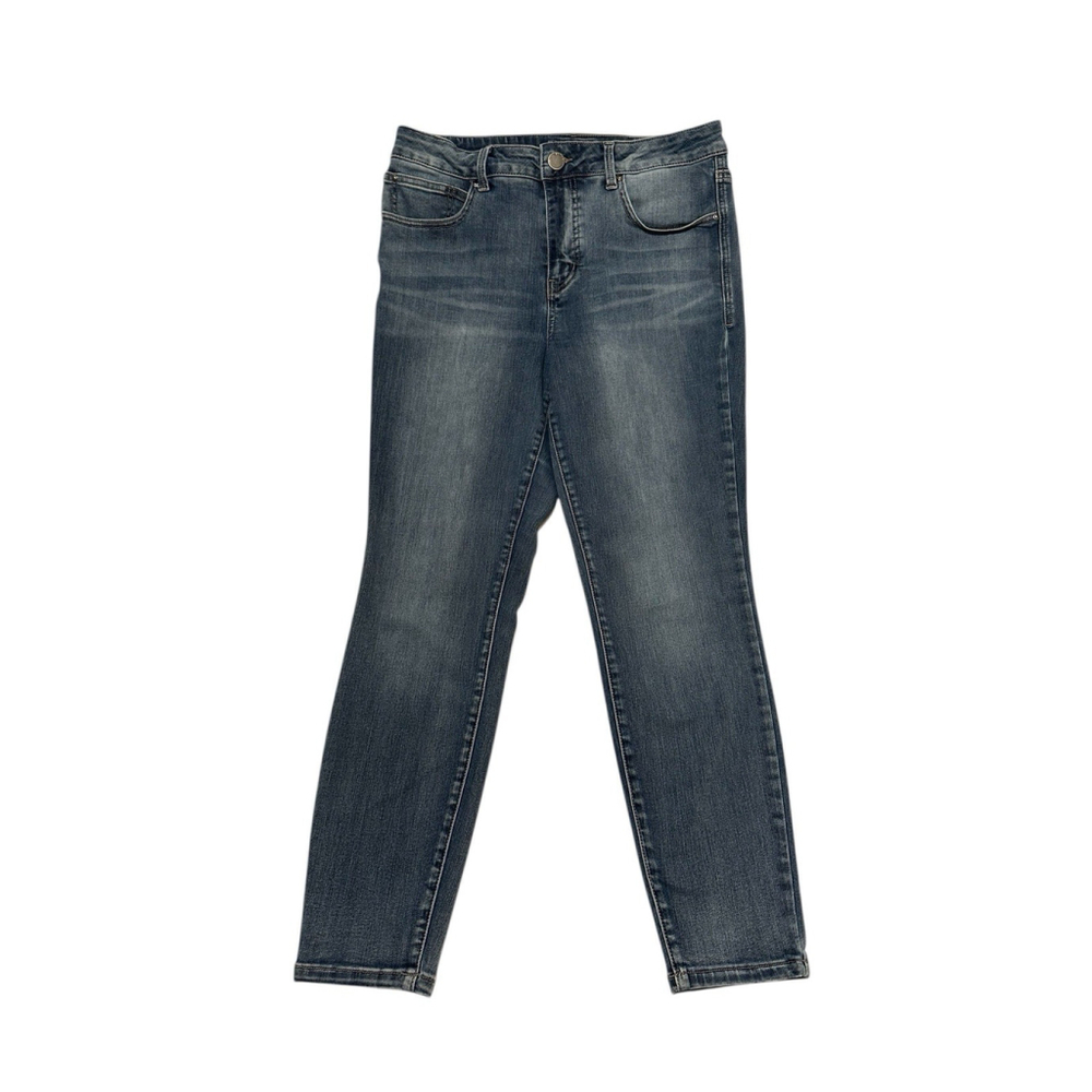 Maurices Everflex Jeans High Rise Womens 12 SHORT Ankle BLUE Distressed Cowgirl - Picture 2 of 14